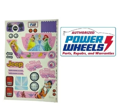 Power Wheels Disney Princess Jeep Wrangler 3900-6557 label decal sticker - Image 1 of 2