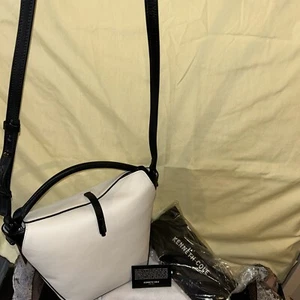 KENNETH COLE NEW YORK - Leather - New with Tags - Beige Fold Over Crossbody Bag - Picture 1 of 24