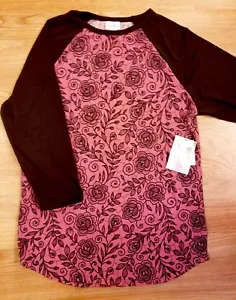 LuLaRoe Randy MEDIUM Floral Pink & Black Sleeves Blumen New Print 2.0 EINHORN - Bild 1 von 7