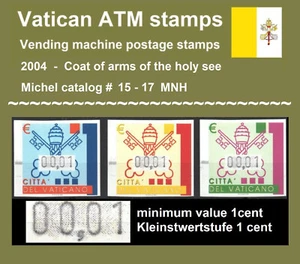 Vatikan ATM Briefmarken 15-17 postfrisch / Wappen des Heiligen Stuhls / Frama Vending  - Bild 1 von 2