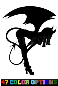 Vinyl Decal Truck Car Sticker Laptop - Adult Pinup Mudflap Girls Sexy Devil v7 - Picture 1 of 3