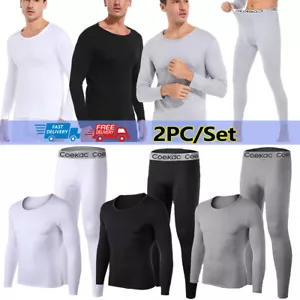 Mens Thermal Long Johns Top Bottom Underwear Trouser Long Sleeve T Shirt Warmth - Picture 1 of 20
