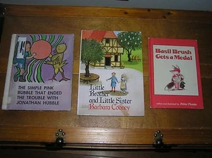 Vintage Lot of 3 SIMPLE PINK BUBBLE Little Brother and Little Sister BASIL BRUSH - Picture 1 of 8