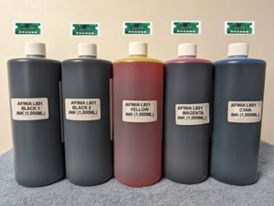 5 x PREMIUM KOMPATIBLE BULK TINTE NACHFÜLLER AFINIA L801 + 5 CHIPS K1-K2-C-Y-M 5000ML - Bild 1 von 1