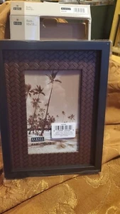 Burnes of Boston Brown weave Shadow Box Picture Frame 4x6 NIB - Picture 1 of 8