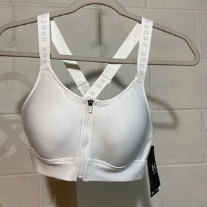 Under Armour UA Women Infinity High Zip Sports Bra White Crossback #1373860 NWT - Picture 1 of 9