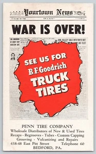 Blotter inchiostro vintage WW2 La guerra è finita Penn Tire Co Bedford PA - Foto 1 di 2
