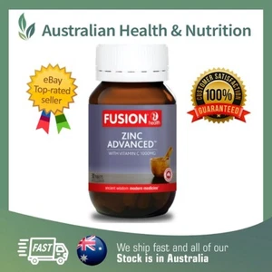 FUSION HEALTH ZINC ADVANCED 30T ORGANIC ZINC GLYCINATE + FREE SAME DAY SHIPPING - Picture 1 of 2