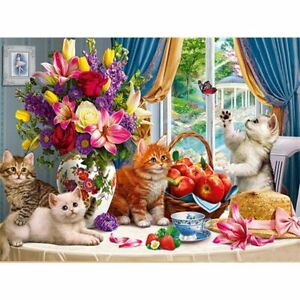 Diamantmalerei Haustier Katzen auf dem Tisch niedliche Designs Stickerei Hausdekorationen