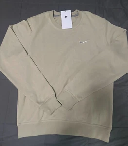 NEW Nike Mens Club French Terry Crew Top Sweatshirt Rattan Size S 637902 206 - Picture 1 of 4