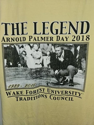Wake Forrest University Arnold Palmer Day 2018 Xl Mens Yellow Graphic Logo Tee - Image 1 of 4