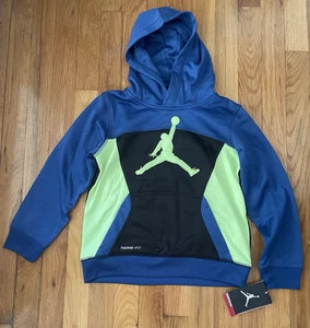 Nike Jordan Jungen Pullover Hoodie - Therma-Fit blau & schwarz Größen 4,5,6,7 neu mit Etikett - Bild 1 von 4