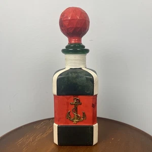 Vintage Leather Wrapped Made In Italy Anchor Nautical Decanter Rare - Picture 1 of 9