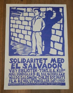 1981 DÄNISCHE SOLIDARITÄT MIT EL SALVADOR PROTESTPLAKAT, THOMAS KRUSE, KÜNSTLER - Bild 1 von 5
