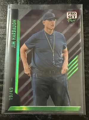 2024 Leaf Pro Set Pure Green 19/49 Jim Harbaugh #55 Los Angeles Chargers - Image 1 of 3