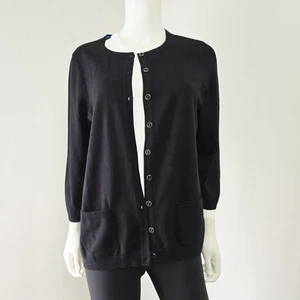 Talbots Strickjacke Pullover Größe L schwarz Knopfleiste 3/4 Arm Baumwollmischung Damen - Bild 1 von 7