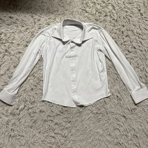 Jungen Medium weiß Romfh Langarm Reiten Show Shirt - Bild 1 von 5