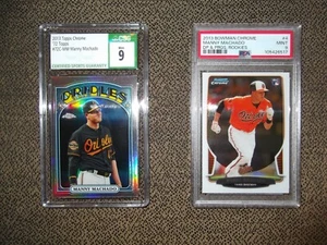 2013 MANNY MACHADO RC LOT-TOPPS CHROME 1972 REFRACTOR CSG 9 & BOWMAN DRAFT PSA 9 - Picture 1 of 2