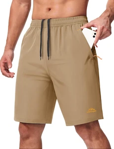 Men'S Hiking Shorts 9" Quick Dry Lightweight Running Shorts with Zipper Pockets - Picture 1 of 12