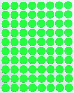 Etiquetas de color verde neón en varios tamaños 8 mm-38 mm (1⁄4"" - 1 1⁄2"") 15 hojas - Imagen 1 de 30