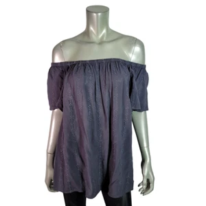 Torrid Top Übergröße 1X Bestickt Schulterfrei Leicht Kurzarm Grau - Bild 1 von 7