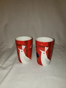 Starbucks 2012 Red with BIRD set of  2Christmas Coffee Mug Red Green Siren Logo  - Picture 1 of 6
