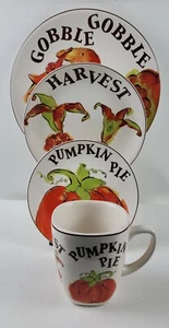 ROSANNA Thanksgiving - 4 Pcs Dinnerware, Gobble Gobble/Harvest/Pumpkin Pie - Picture 1 of 12