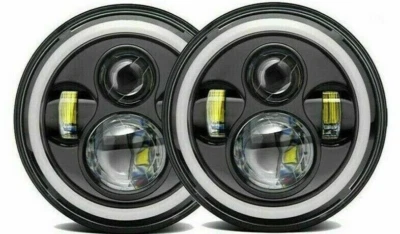 Dot 7'' Rund Schwarz LED Scheinwerfer Halo Hi/Lo Beam für Klassisch Mini Austin - Bild 1 von 4