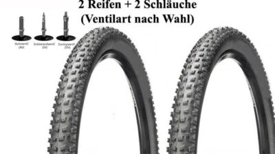 2x 26 Zoll Fahrradreifen Decke Mantel für MTB 26 x 2,1 + (54-559) + Schlauch - Bild 1 von 2