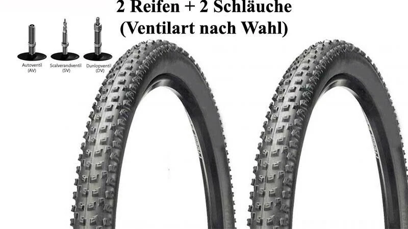 2x 26 Zoll Fahrradreifen Decke Mantel für MTB 26 x 2,1 + (54-559) + Schlauch - Bild 1 von 2