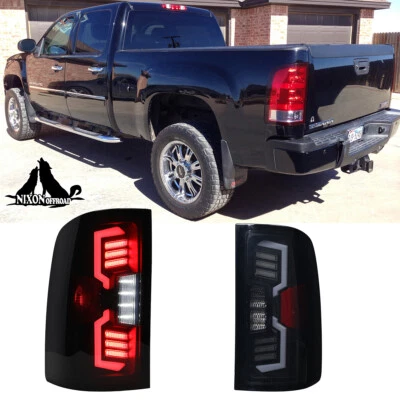 Pair LED Tail Lights Sequential For 2007-2013 GMC Sierra 1500 2500 3500HD Smoke - Image 1 of 4