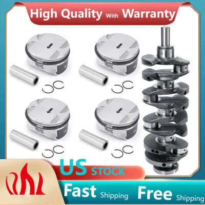 Crankshaft + Pistons & Rings Kit For Chevy GMC Buick 2.4L 12643172 12578164 US - Image 1 of 4