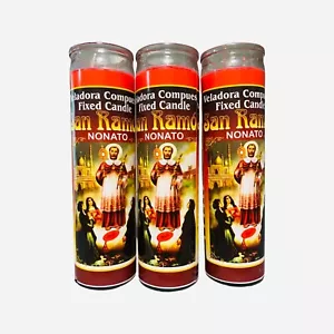 3x Set, SAN RAMON NONATO - ST. RAYMOND Veladora Preparada, Fixed Candles. - Picture 1 of 1