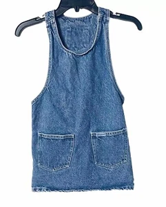 Guess Denim Jean Jumper Overall Dress Girl's Size 7 Vintage USA - Picture 1 of 9