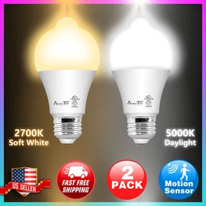 2 Pack Motion Sensor LED Bulb10W 2700K Warm white/5000K Daylight - Picture 1 of 15