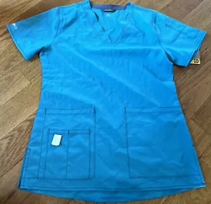 NWT!! Carhartt Cross-Flex Force Scrub Top XS Aqua/blue (XS) Pockets - Picture 1 of 9