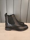 New Jeffrey Campbell Edmone Black Leather Round Toe Chelsea Wing Tip Boots  7