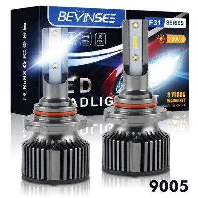 9005 HB3 LED Headlight Bulbs White 6000K For Peugeot 308 II 2013-2016 High Beam - Image 1 of 4