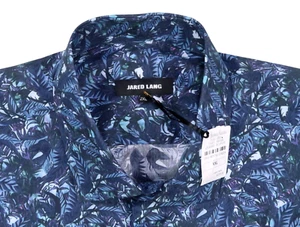 $225 NWT Jared Lang PALM JUNGLE PRINT mens XXL button up dress shirt blue purple - Picture 1 of 12