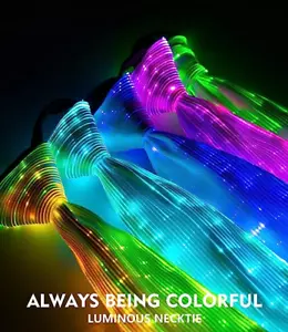 Light up Neck Tie Rechargeable Flash Necktie Fiber Optic Costume Rave Party Gift - Picture 1 of 6