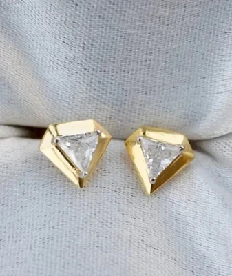 2 克拉万亿切割实验室钻石女式耳钉 14K 镀黄金 — 第 1/4 张图片