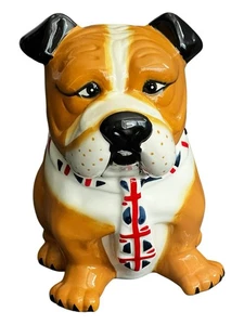 English Bulldog Cookie Jar British Tie Ceramic 9.5”T Excellent Used Condition - Picture 1 of 10