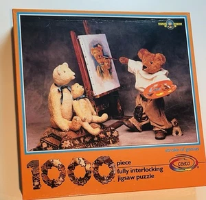 Vtg Ceaco 1000 Piece Jigsaw Puzzle - Teddy Bears "Stroke of Genius" New Sealed - Picture 1 of 2