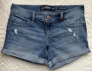 Hollister Midi Shorts Distressed Low Rise Blau Denim Jeansshorts Damen 1/W25 - Bild 1 von 11