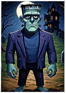 HALLOWEEN FRANKENSTEIN * Custom ACEO * Fun Novelty * HOLIDAY * Art Card * ATC - Picture 1 of 2