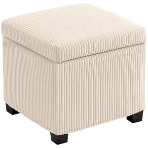 HOMCOM 40 cm Ottoman Storage Box with Removable Lid, Foot Rest, Beige - Picture 1 of 11