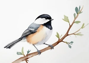 ACEO Chickadee Titmouse Bird Tiny Miniature Mini *ART PRINT* Watercolor Saulite - Picture 1 of 1