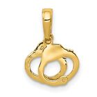14k Yellow Gold Police Handcuffs Charm Pendant with Textured Back