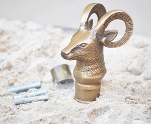 Antique Style Designer Brass Mountain Goat Handle Walking Stick Wooden Cane Gift - Picture 1 of 5