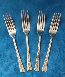 4er Set Interpur Florenz Tafelgabeln Edelstahl 8 Blütenblätter schwarzer Akzent 7 5/8 - Bild 1 von 7